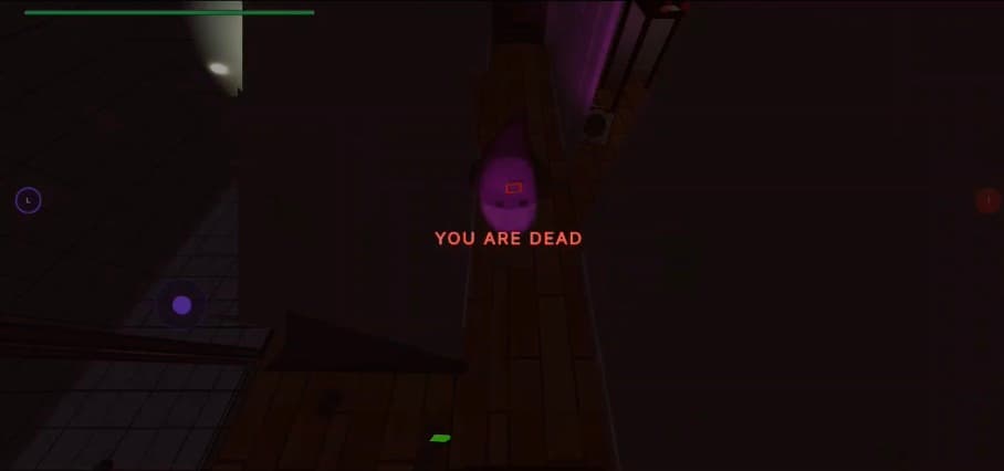 The mobile player's screen at the moment of being banished. YOU ARE DEAD overlay over the ghost avatar